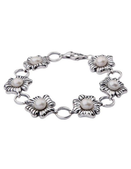 Bracelet silver pearls L 1565
