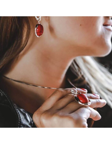 Silver set decorated with onyx KPL 1733 Onyx