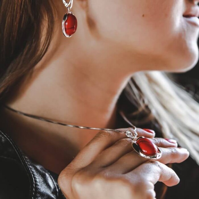 Silver set decorated with turquoise KPL 1733 Turquoise