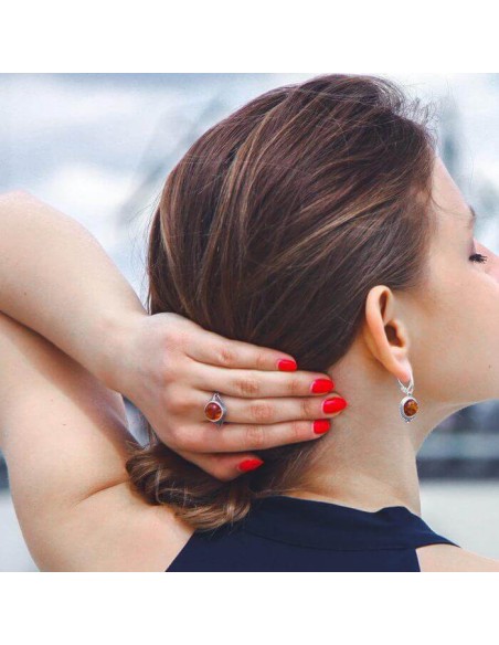 Srebrny pierścionek z bursztynem PK 1802|Polcaratdesign.pl Biżuteria