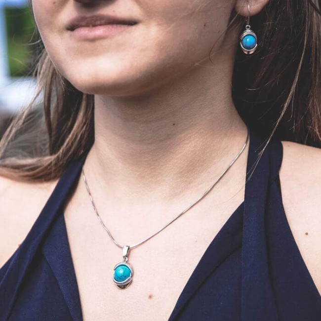 Srebrny wisiorek W 1805 Turkus|Polcaratdesign.pl Biżuteria