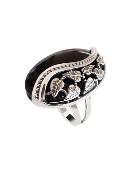 Silver oxidized ring with onyx PK 1716 onyx