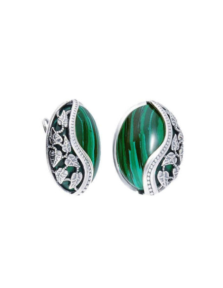 Malachite earrings oxidized silver K3 1716 malachite