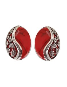 K3 Silver Oxidized Coral Earrings 1716 Coral