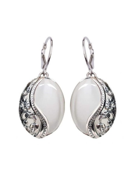 Earrings with stone Cat's eye oxidized silver K 1716 Cat's eye Earrings with stone Cat's eye oxidized silver K 1716 Cat's eye