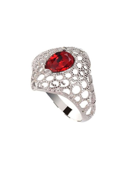 Silver rhodium-plated ring with Swarovski crystal PK 2025