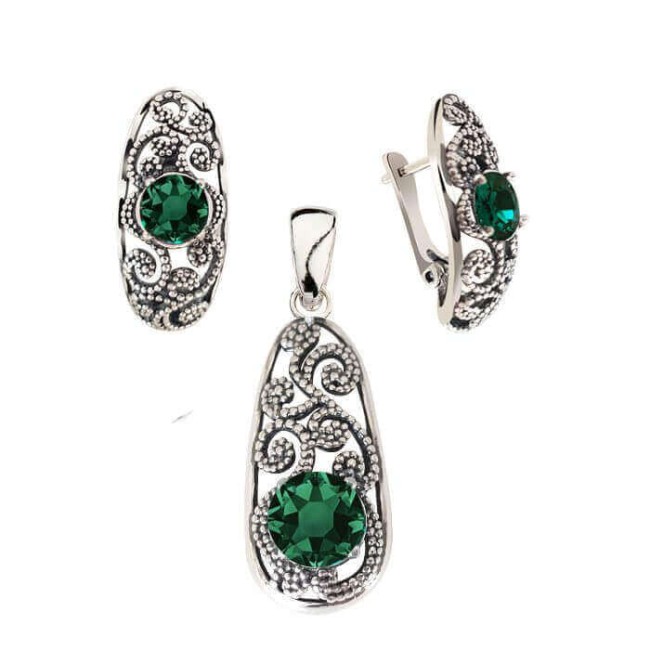 Silver pendant with crystal W 2068