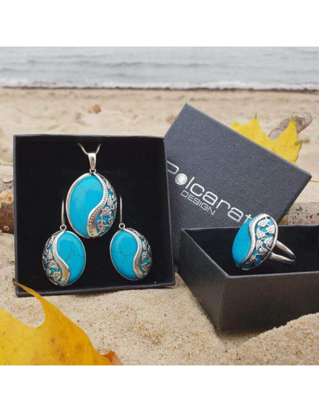 Srebrny oksydowany wisiorek z malachitem W 1716 Malachit|Polcaratdesign.pl Biżuteria