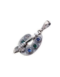 Silver pendant PALLET AND PAINT BRUSH Swarovski W 1251