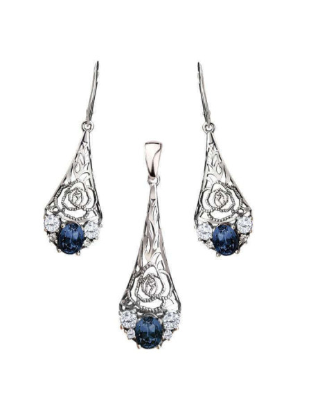 Swarovski K 2057 Polcarat Silver Oxidized Crystal Earrings