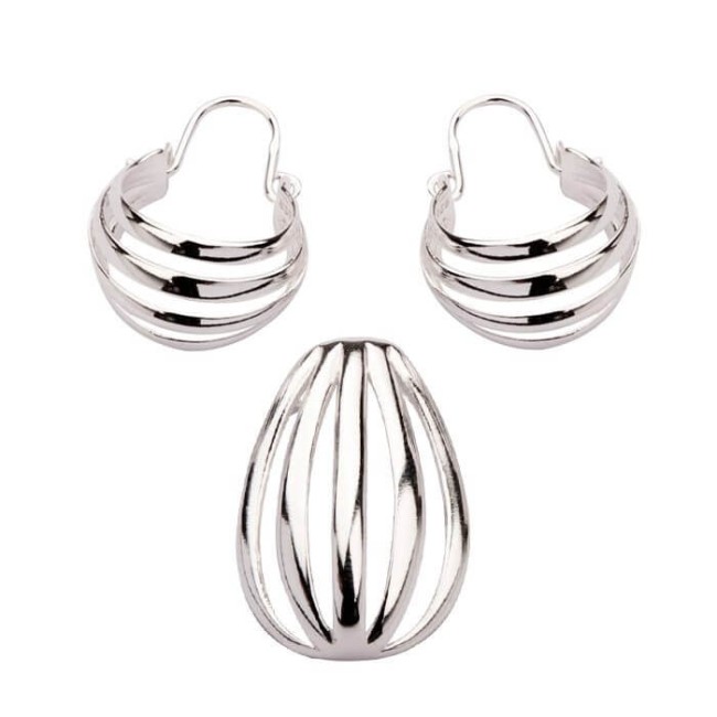 K 1542 Polcarat Design Silver Earrings