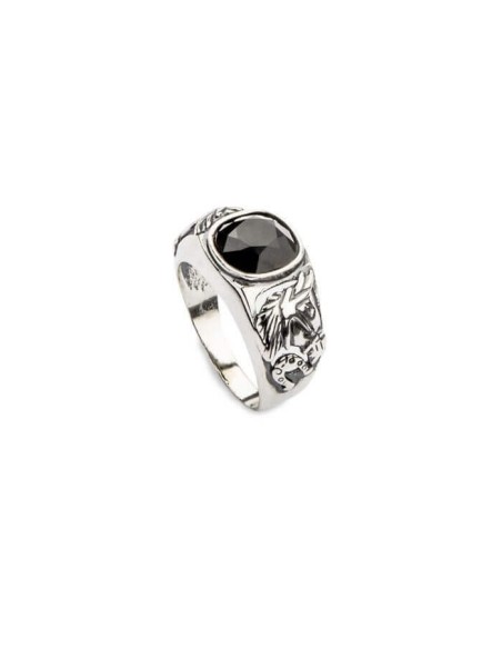 Silver signet ring decorated with Swarovski crystal PB 352