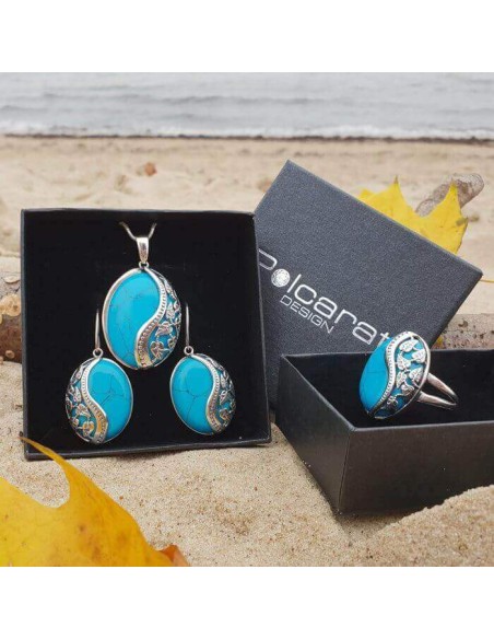 Silver bracelet with turquoise L 1716 turquoise