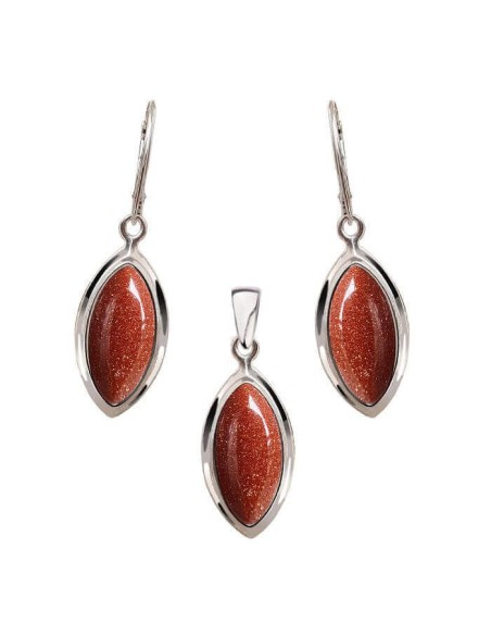 Srebrny komplet zdobiony kamieniami Piasek Pustyni  KPL 600|Polcaratdesign.pl Biżuteria