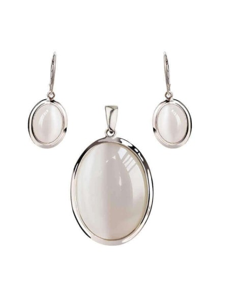 Silver Cat Eye Pendant W 585 Cat Eye