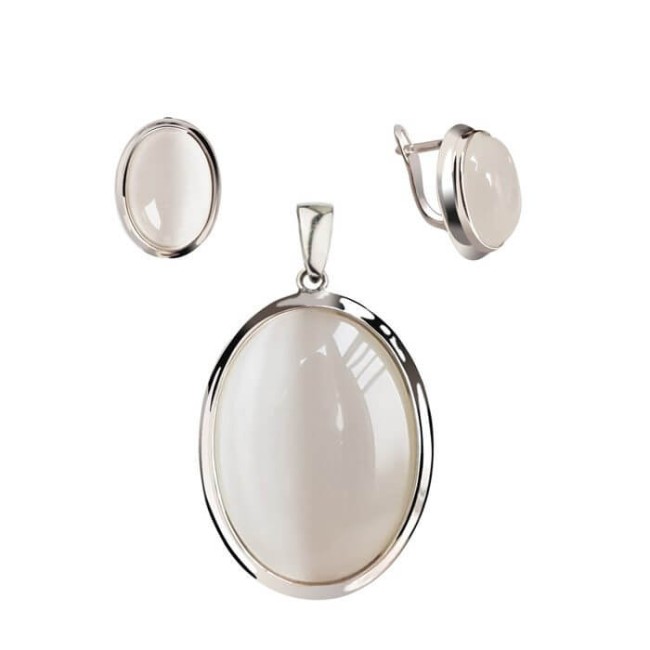 Silver Cat Eye Earrings K3 585 Cat Eye