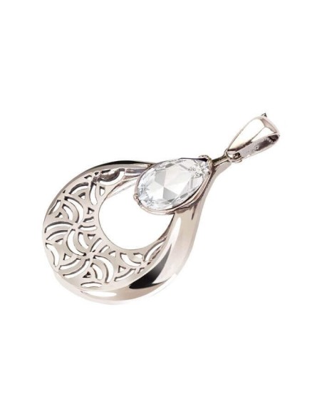 Srebrny oksydowany wisiorek z białą cyrkonią W 1948|Polcaratdesign.pl Biżuteria