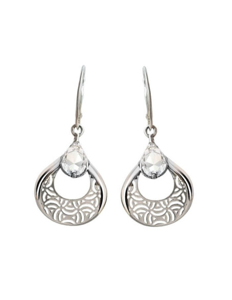 Silver oxidized earrings with white zircon K 1948