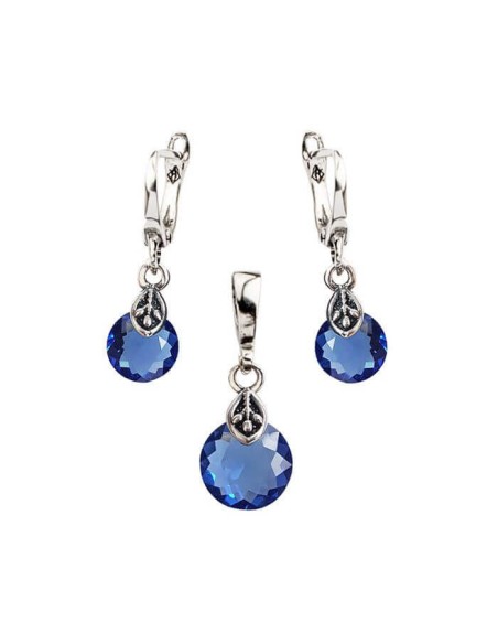 Silver set (earrings and pendant) with Swarovski crystals KPL 2049