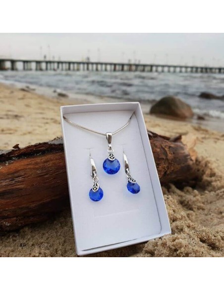 Silver set (earrings and pendant) with Swarovski crystals KPL 2049