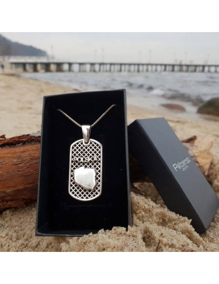 Silver pendant POLAND contour dog tag W 1283