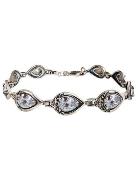 Silver oxidized bracelet with zircons L 2030
