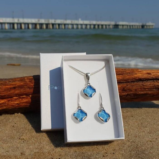 Silver set (earrings and pendant) with Swarovski crystals KPL 2048