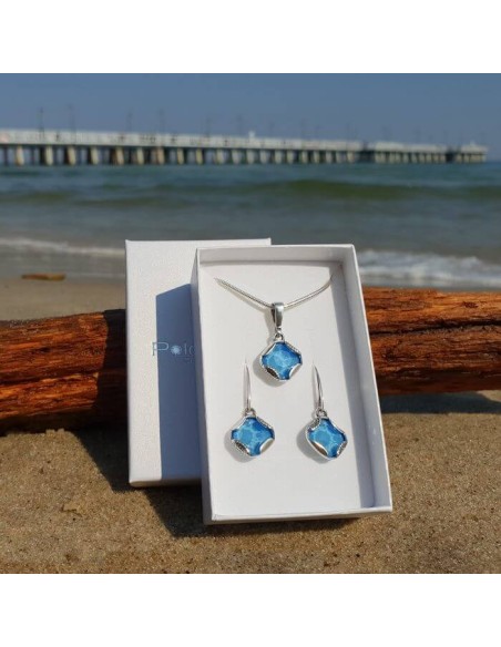 Silver set (earrings and pendant) with Swarovski crystals KPL 2048