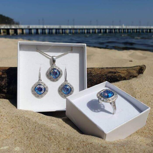Silver earrings Swarovski Elements K 1893