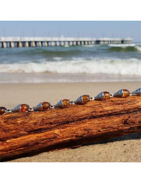 Silver bracelet with green amber L 1970 amber