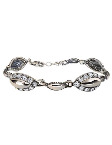 Srebrna oksydowana bransoletka z kryształami L 1826|Polcaratdesign.pl Biżuteria