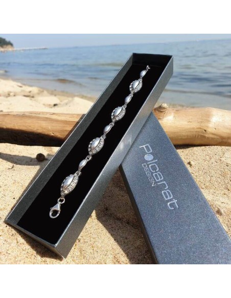 Srebrna oksydowana bransoletka z kryształami L 1826|Polcaratdesign.pl Biżuteria