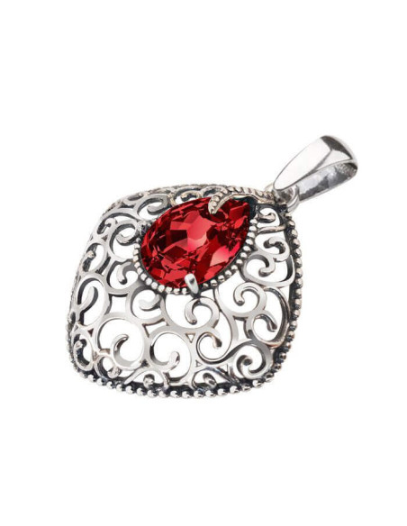 Swarovski Siam Silver Pendant