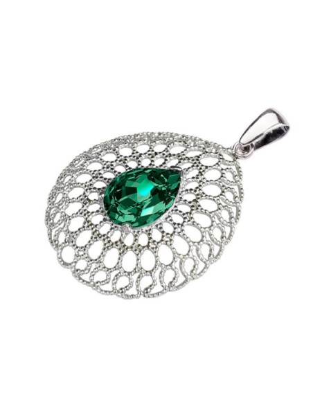 Green Emerald Swarovski Crystal Pendant (Silver)