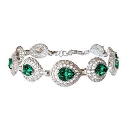 Zielona bransoletka srebrna z kryształami Swarovski Emerald Crystal srebro 925