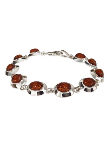 bransoletka srebrna z bursztynem