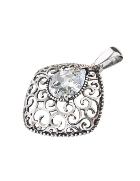Silver pendant with white zircon
