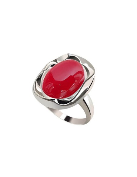 Silver ring decorated with coral PK 1733