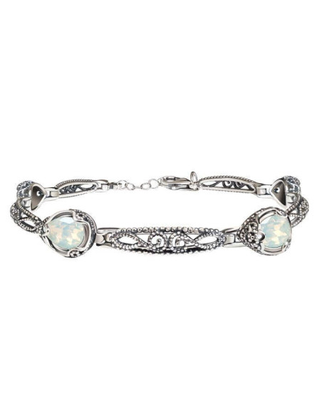 Srebrna oksydowana bransoletka z kryształami L 2084|Polcaratdesign.pl Biżuteria