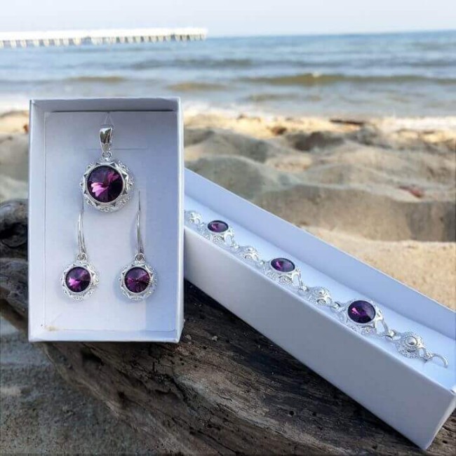 Rhodium-plated silver pendant with Swarovski crystal W 1894