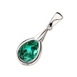 srebrny rodowany wisiorek swarovski emerald