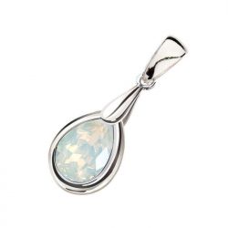wisiorek srebrny rodowany white opal swarovski crystal