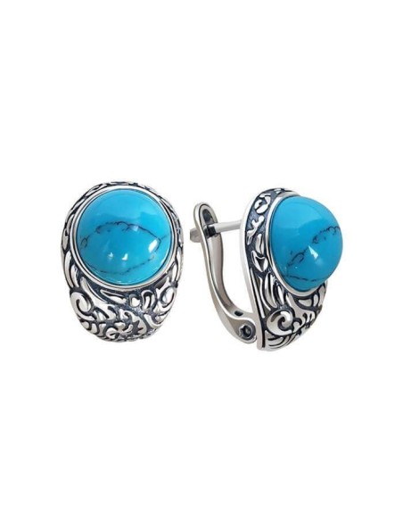 Silver earrings with turquoise on an English clasp