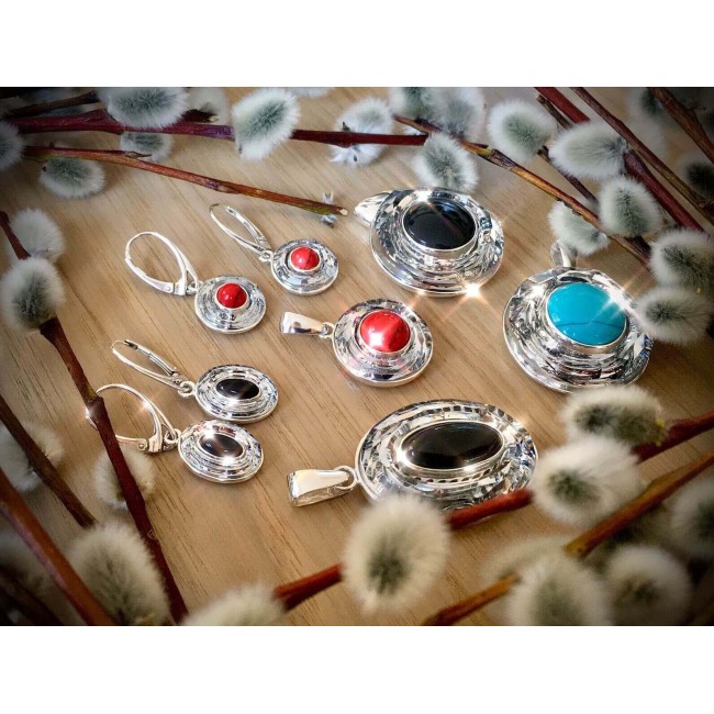 Silver pendant decorated with Swarovski Crystal Cosmic Ring W 1705 Turquoise