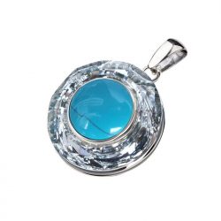 Wisiorek srebrny swarovski crystal cosmic ring crystal cal turkus 1705