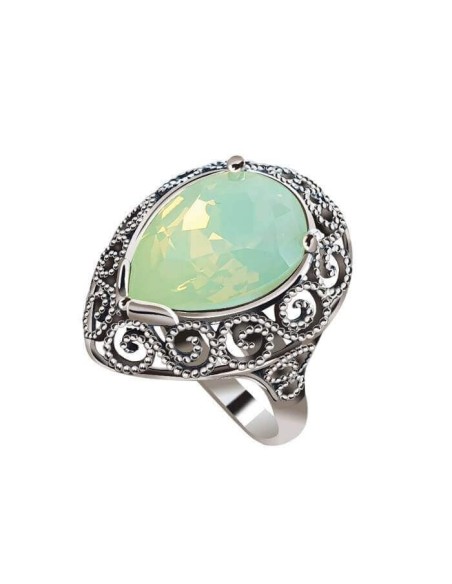 Swarovski PK 2087 Chrysolite Opal Crystal Silver Ring