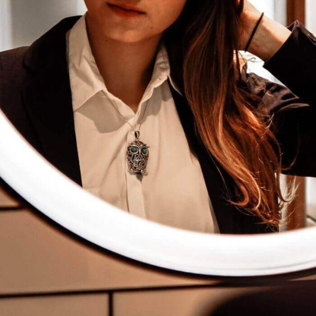 Srebrny wisiorek koral SOWA W 1669 Duża|Polcaratdesign.pl Biżuteria