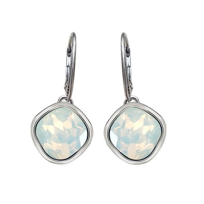 Oksydowane srebrne wiszące kolczyki z kryształami K 2092 White opal