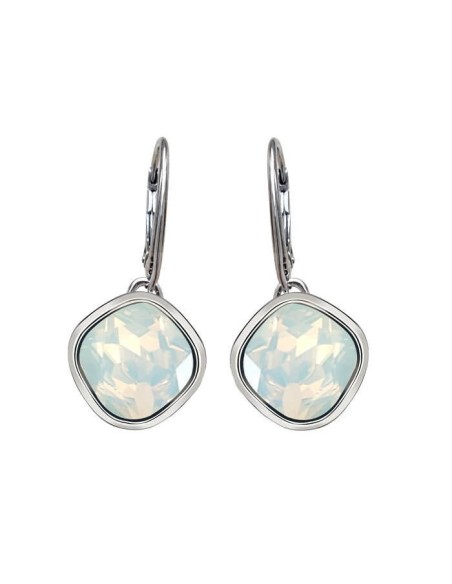 Oksydowane srebrne wiszące kolczyki z kryształami K 2092 White opal