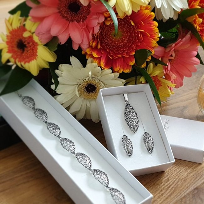 Silver oxidized earrings K3 2083